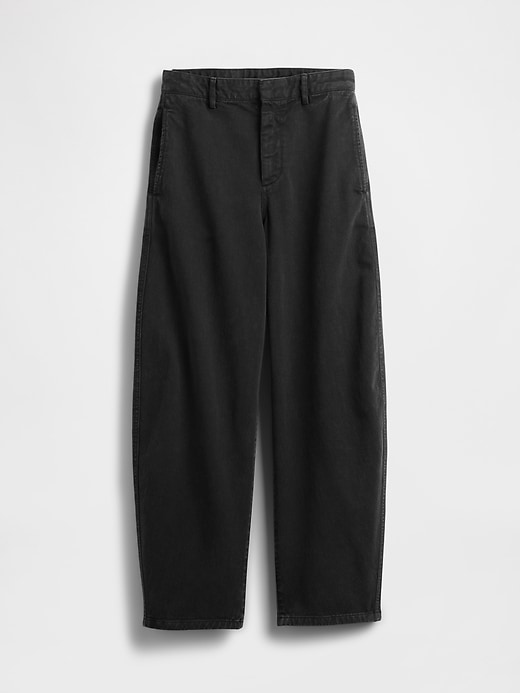 pantaloni a vita media in twill