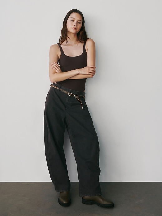 pantaloni a vita media in twill