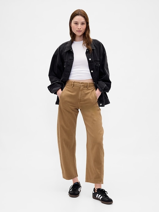 pantaloni a vita media in twill