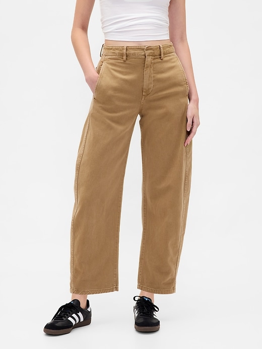 pantaloni a vita media in twill