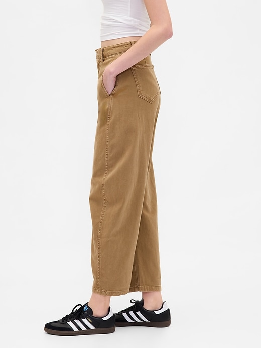 pantaloni a vita media in twill
