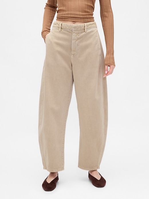 pantaloni a vita media in twill