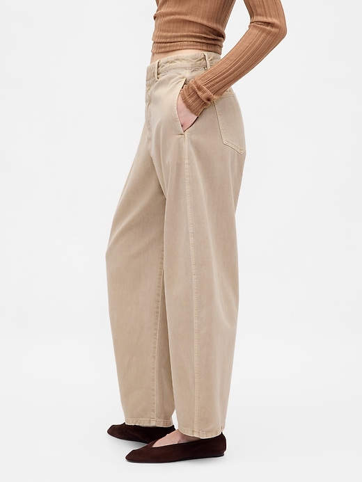 pantaloni a vita media in twill