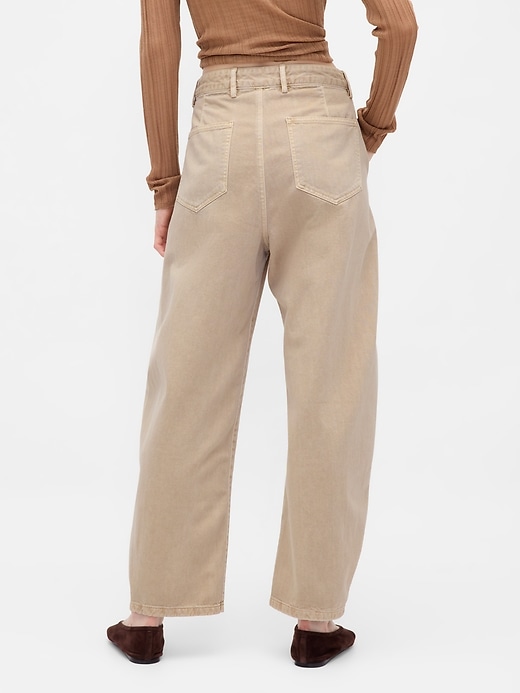 pantaloni a vita media in twill