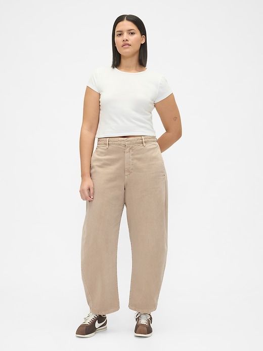 pantaloni a vita media in twill