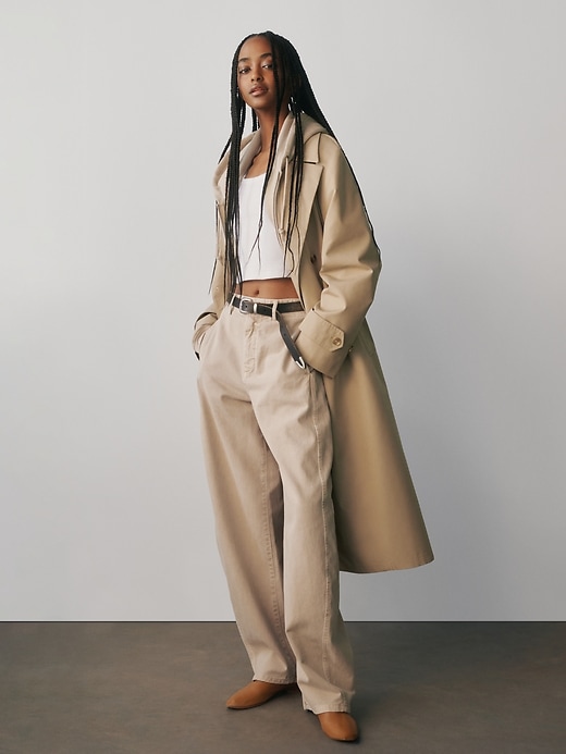 pantaloni a vita media in twill