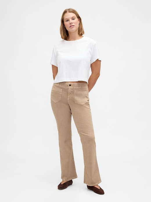 pantaloni lunghi e attillati in twill a vita bassa