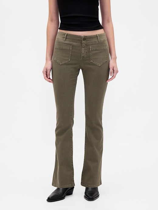 pantaloni lunghi e attillati in twill a vita bassa