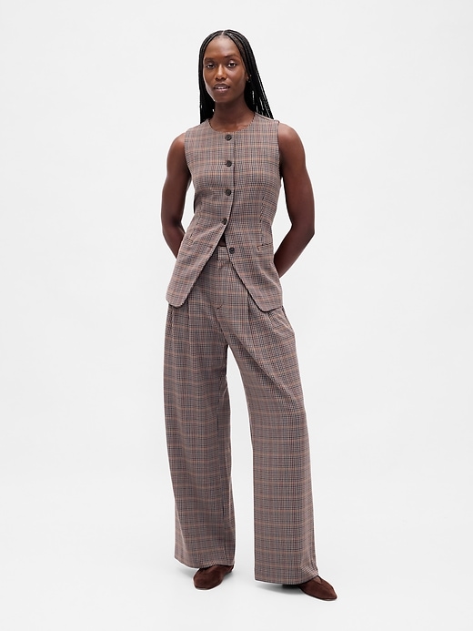 pantaloni plissettati in twill spazzolato a vita alta 365