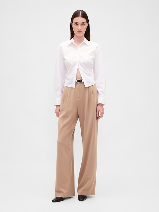 pantaloni plissettati in twill spazzolato a vita alta 365
