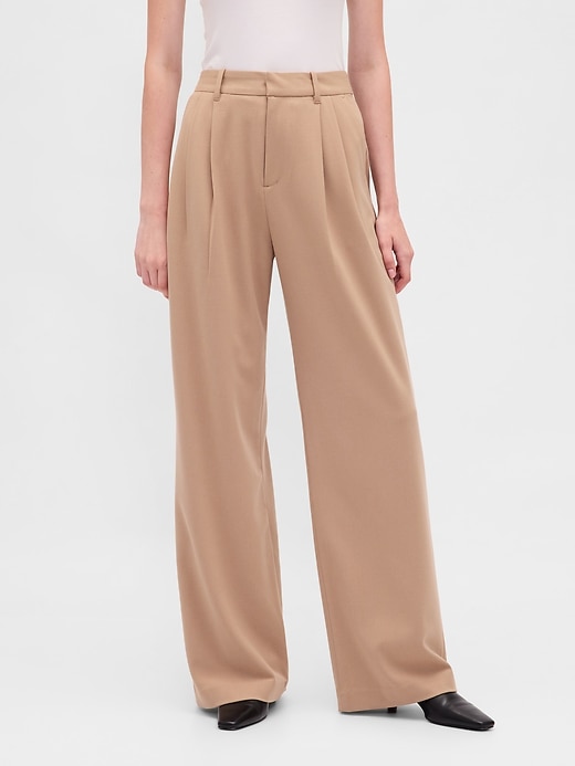 pantaloni plissettati in twill spazzolato a vita alta 365