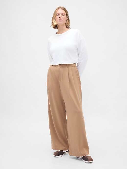 pantaloni plissettati in twill spazzolato a vita alta 365