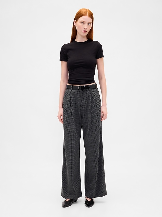 pantaloni plissettati in twill spazzolato a vita alta 365