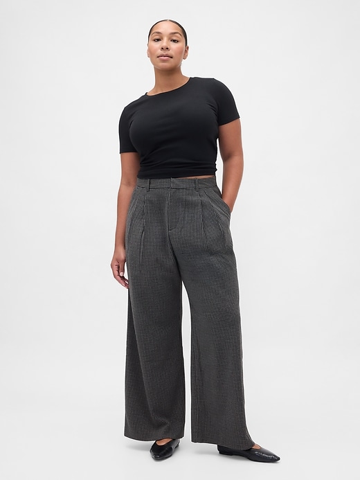 pantaloni plissettati in twill spazzolato a vita alta 365