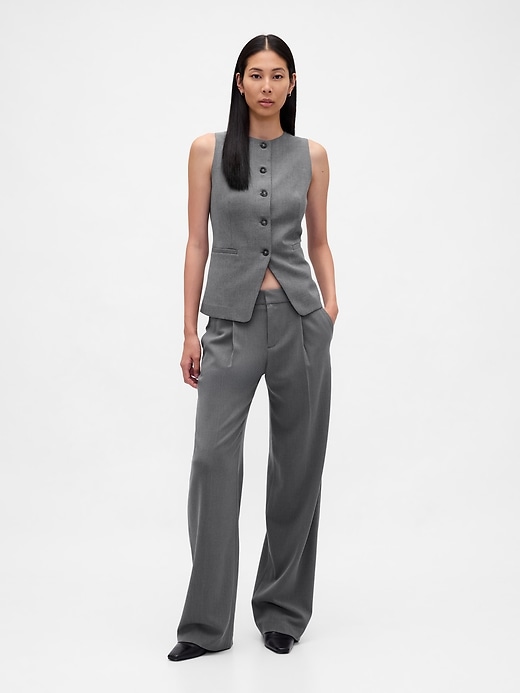 pantaloni plissettati in twill spazzolato a vita bassa 365