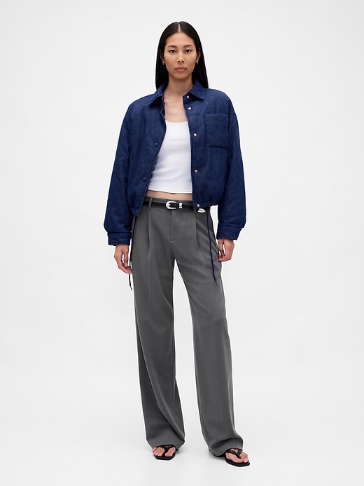 pantaloni plissettati in twill spazzolato a vita bassa 365