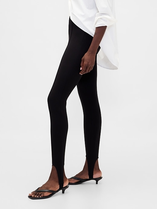 pantaloni a vita alta con doppia staffa in maglia