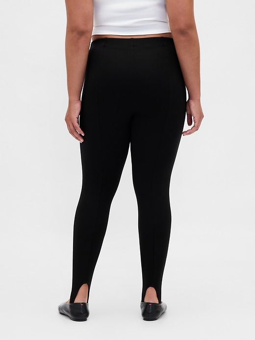 pantaloni a vita alta con doppia staffa in maglia