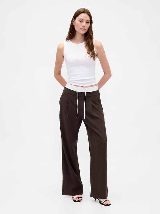 pantaloni a vita media con doppia vita