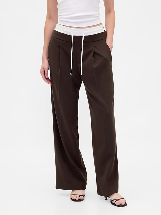 pantaloni a vita media con doppia vita