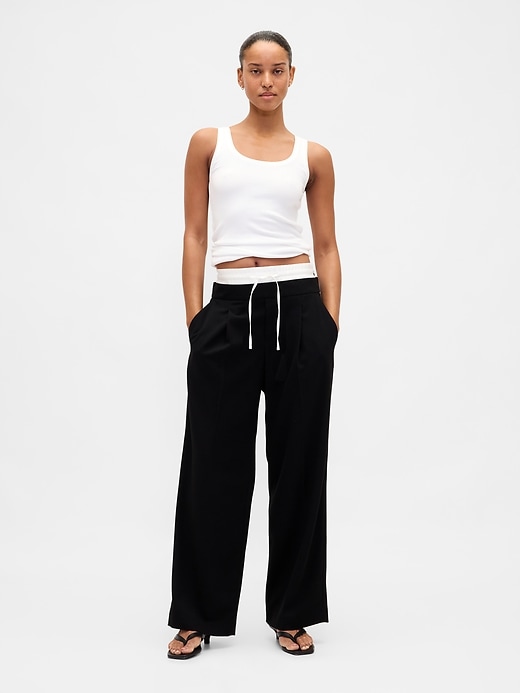 pantaloni a vita media con doppia vita