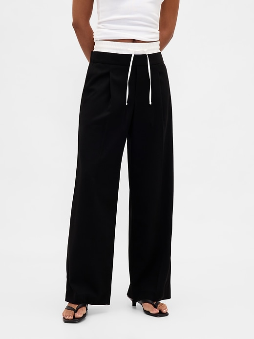 pantaloni a vita media con doppia vita