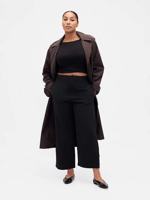 pantaloni dritti alla caviglia in twill a vita alta
