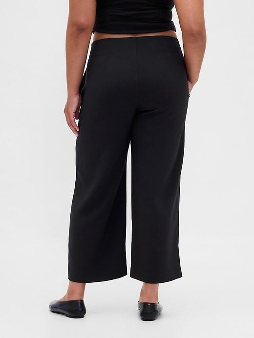 pantaloni dritti alla caviglia in twill a vita alta