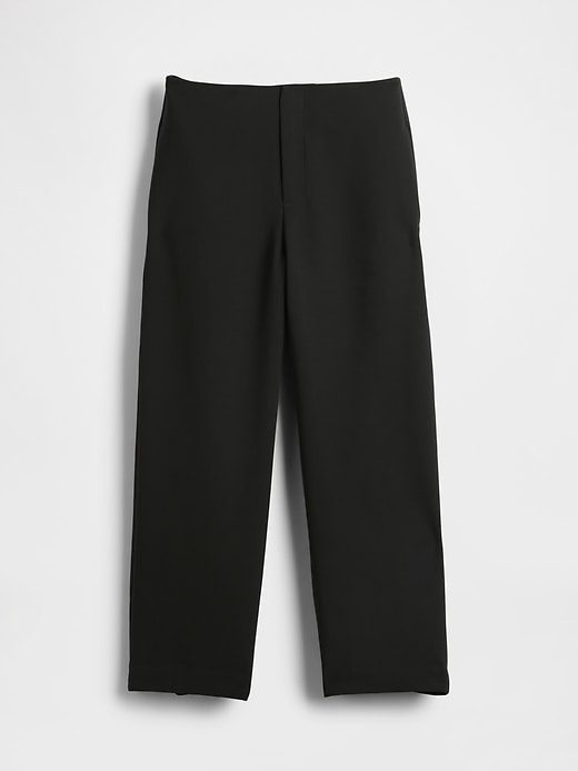 pantaloni dritti alla caviglia in twill a vita alta