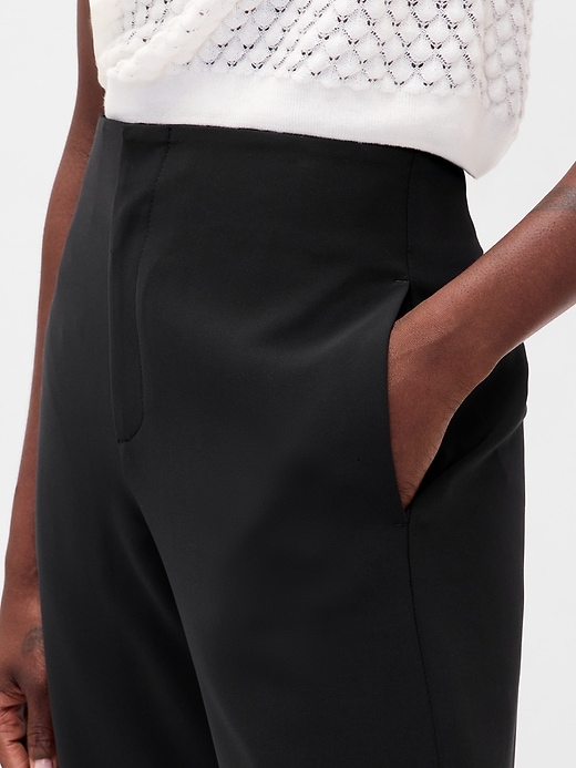 pantaloni dritti alla caviglia in twill a vita alta