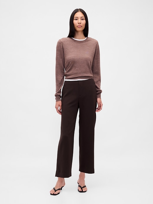 pantaloni dritti alla caviglia in twill a vita alta