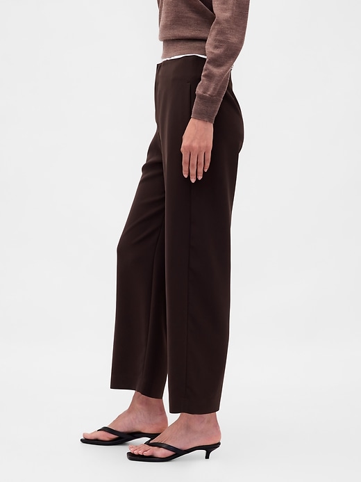 pantaloni dritti alla caviglia in twill a vita alta