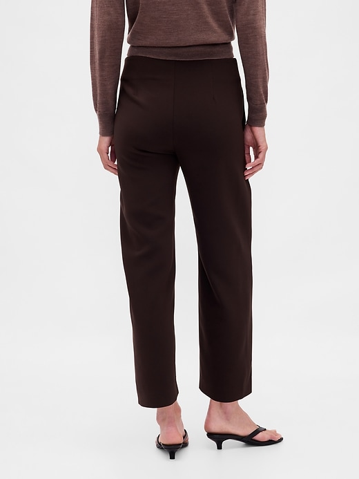 pantaloni dritti alla caviglia in twill a vita alta