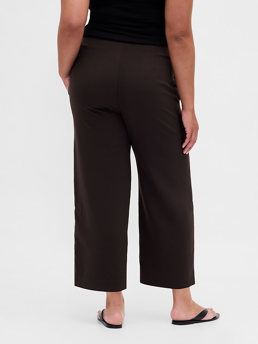 pantaloni dritti alla caviglia in twill a vita alta