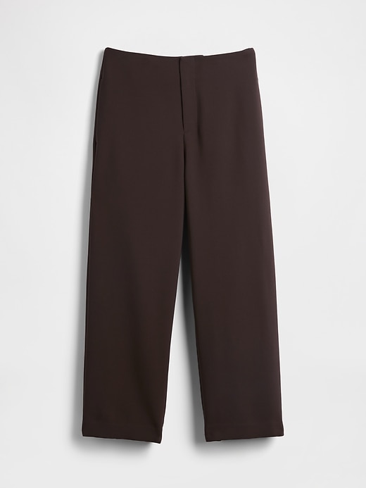pantaloni dritti alla caviglia in twill a vita alta
