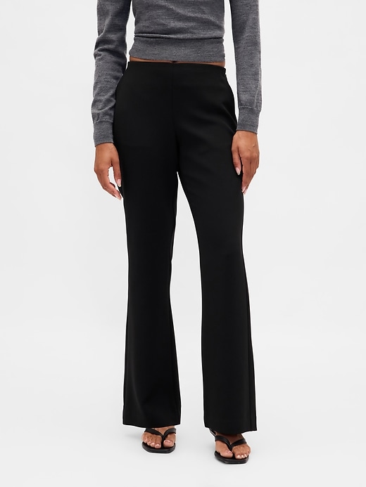 pantaloni a zampa in twill a vita bassa
