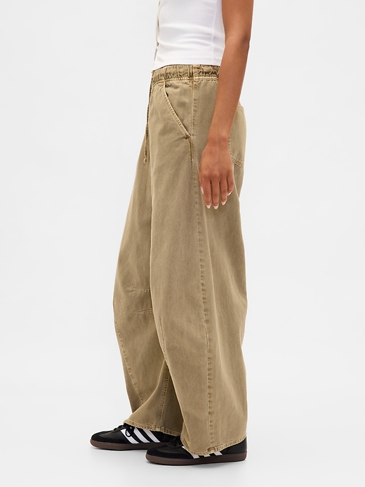 pantaloni a ferro di cavallo in twill a vita media