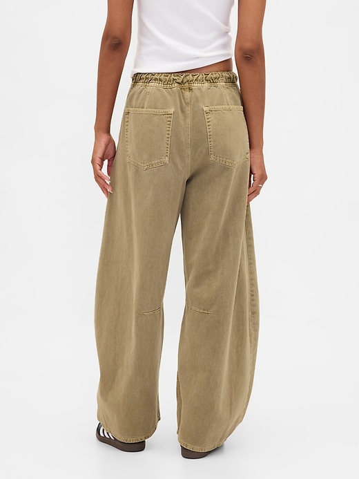 pantaloni a ferro di cavallo in twill a vita media