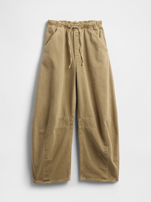 pantaloni a ferro di cavallo in twill a vita media