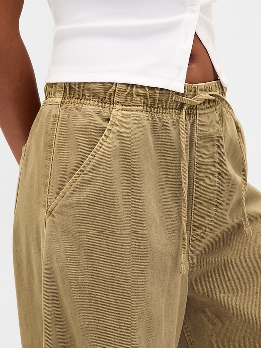 pantaloni a ferro di cavallo in twill a vita media