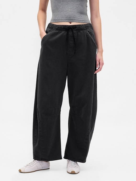 pantaloni a ferro di cavallo in twill a vita media
