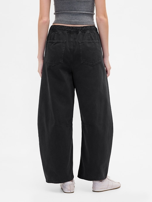 pantaloni a ferro di cavallo in twill a vita media