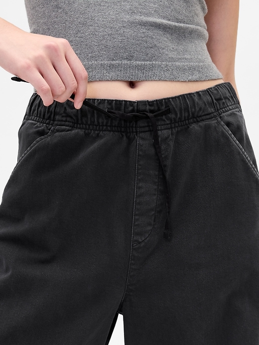 pantaloni a ferro di cavallo in twill a vita media