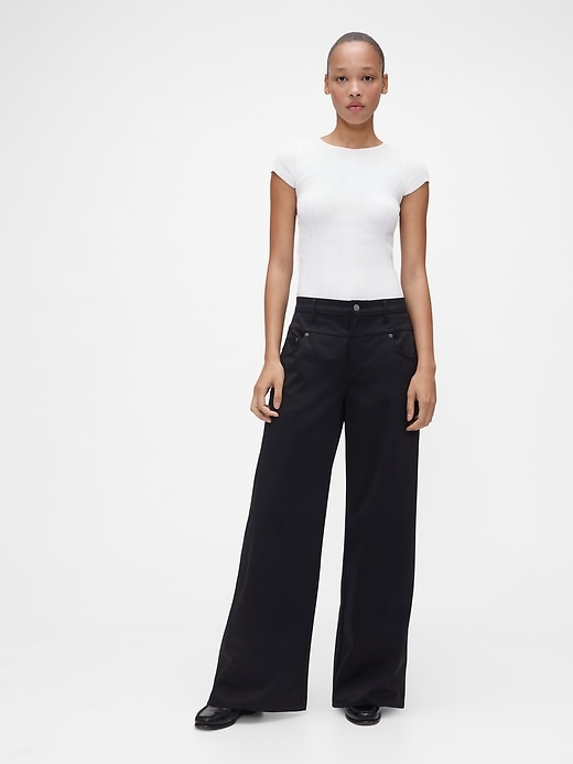pantaloni larghi in raso a vita bassa gapstudio
