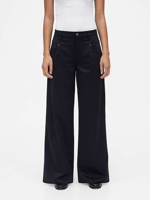 pantaloni larghi in raso a vita bassa gapstudio