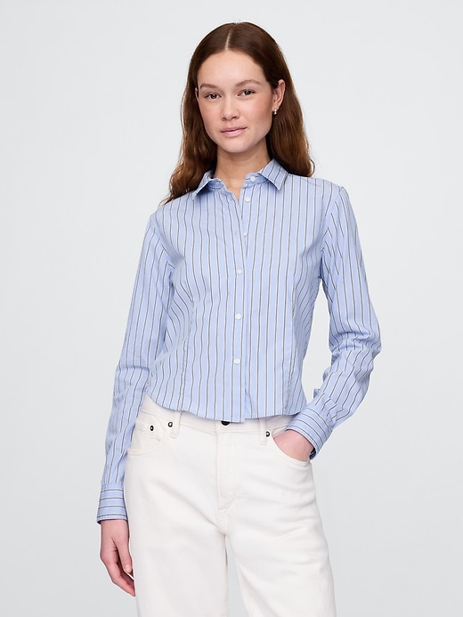 camicia corta aderente in cotone biologico