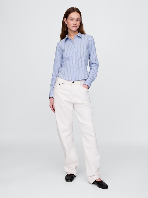 camicia corta aderente in cotone biologico