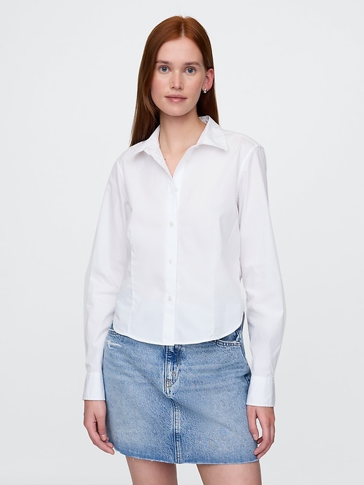 camicia corta aderente in cotone biologico