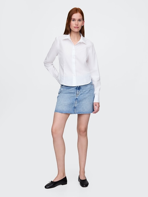 camicia corta aderente in cotone biologico