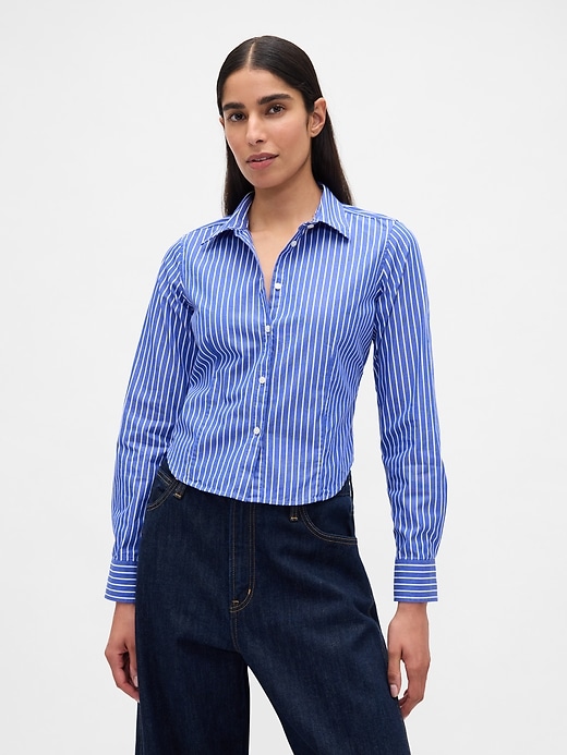 camicia corta aderente in cotone biologico